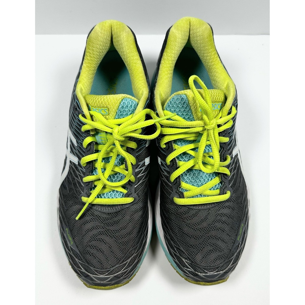 Asics Gel-Nimbus 18 Womens Running Shoes Gray Neon Green/Yellow Blue T650N Sz 9 - Picture 11 of 16
